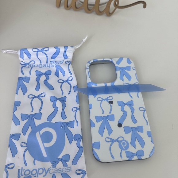 Loopy Blue Bow iPhone 14 Pro Case - Picture 1 of 3